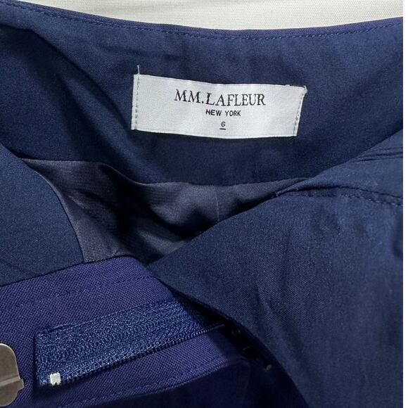 MM Lafleur Clooney Kick Flare Pants Blue Tropical Wool High Rise size 6 - Picture 11 of 11
